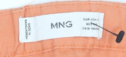 MNG Women's Orange Linen Playsuit Size 12 - Button Detail