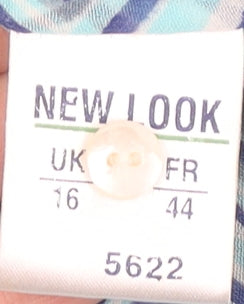 Womens UK Size 16 New Look Blue Basic Button-Up
