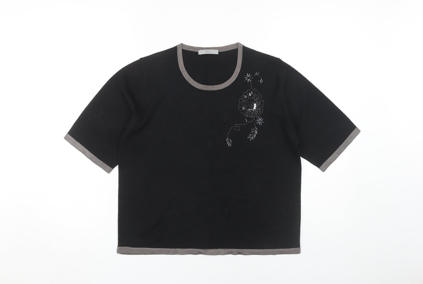 Womens UK Size 16 Marks and Spencer Black Ringer T-Shirt