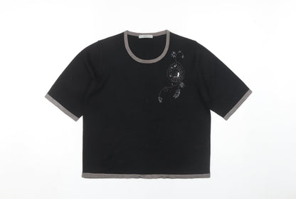 Womens UK Size 16 Marks and Spencer Black Ringer T-Shirt