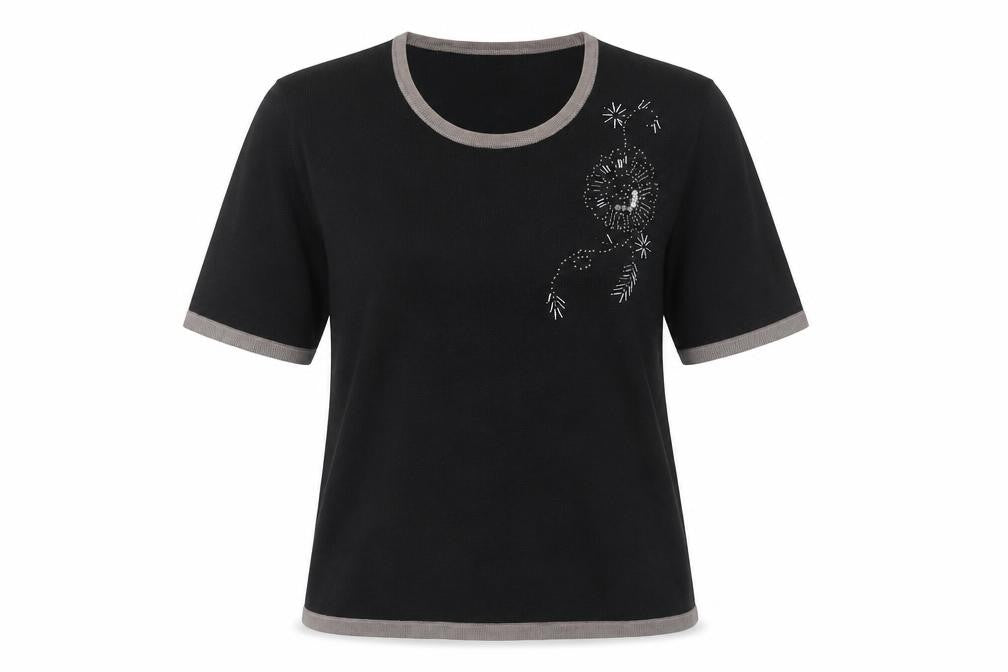 Womens UK Size 16 Marks and Spencer Black Ringer T-Shirt