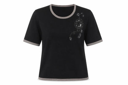 Womens UK Size 16 Marks and Spencer Black Ringer T-Shirt