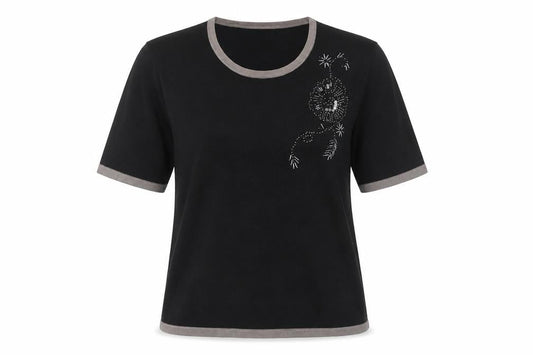 Womens UK Size 16 Marks and Spencer Black Ringer T-Shirt