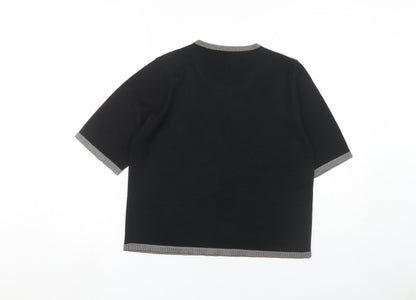 Womens UK Size 16 Marks and Spencer Black Ringer T-Shirt