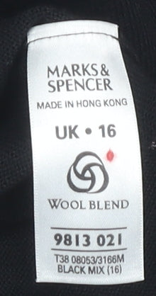 Womens UK Size 16 Marks and Spencer Black Ringer T-Shirt