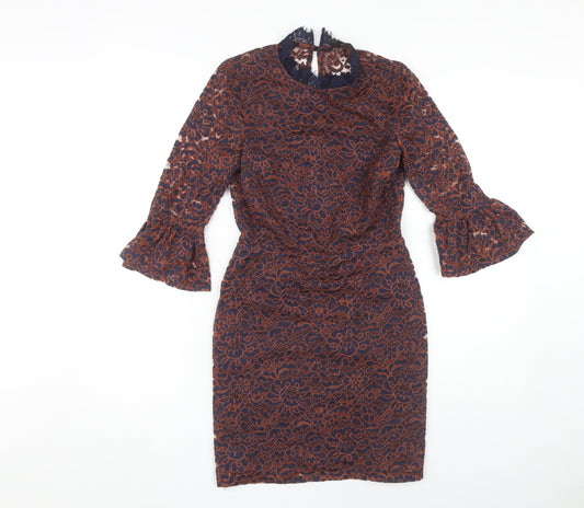 Topshop Women's Multicoloured Lace Shift Dress, Size 6