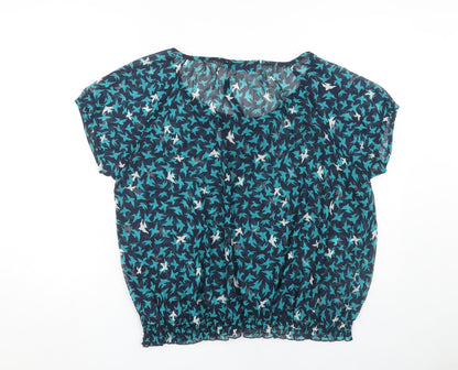 Autonomy Women's Blue Animal Print Blouse Size 20