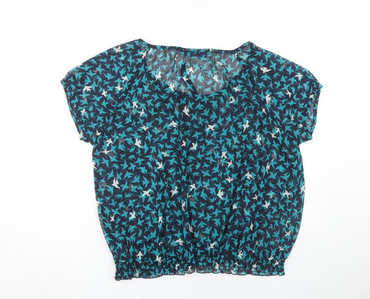 Autonomy Women's Blue Animal Print Blouse Size 20