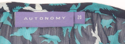 Autonomy Women's Blue Animal Print Blouse Size 20