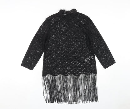 Womens UK Size XS Zara Basic Black Tunic Blouse