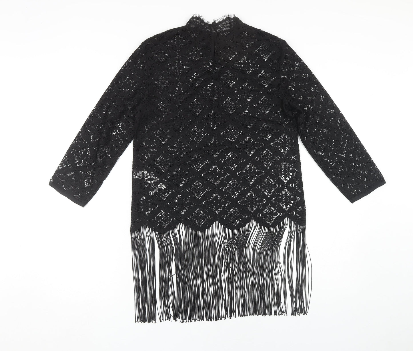 Womens UK Size XS Zara Basic Black Tunic Blouse