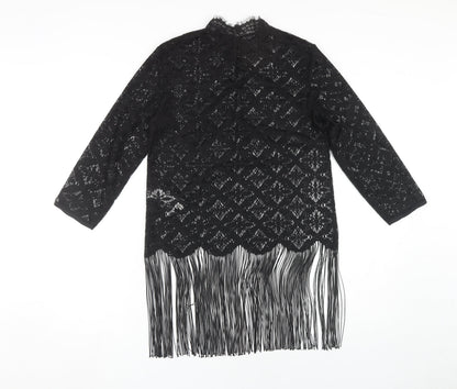 Womens UK Size XS Zara Basic Black Tunic Blouse