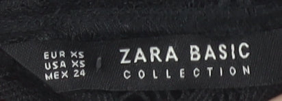 Womens UK Size XS Zara Basic Black Tunic Blouse