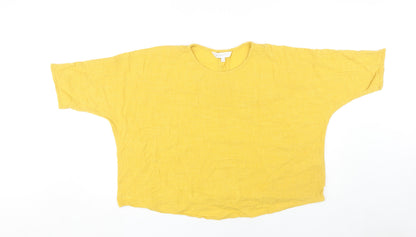 Womens UK Size 14 Apricot Yellow Basic T-Shirt