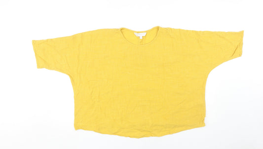 Womens UK Size 14 Apricot Yellow Basic T-Shirt