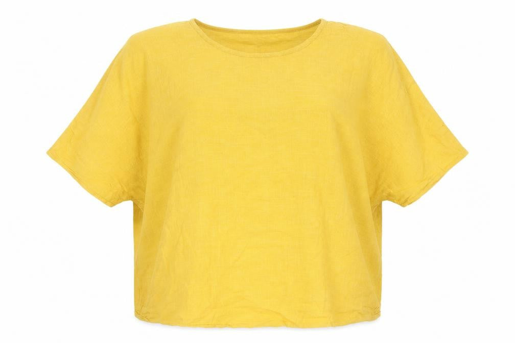 Womens UK Size 14 Apricot Yellow Basic T-Shirt