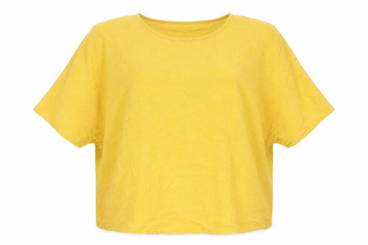 Womens UK Size 14 Apricot Yellow Basic T-Shirt