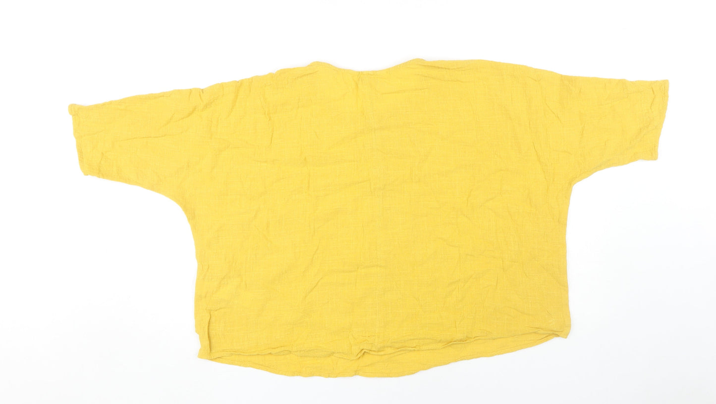 Womens UK Size 14 Apricot Yellow Basic T-Shirt