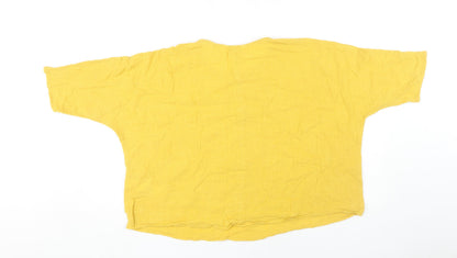Womens UK Size 14 Apricot Yellow Basic T-Shirt