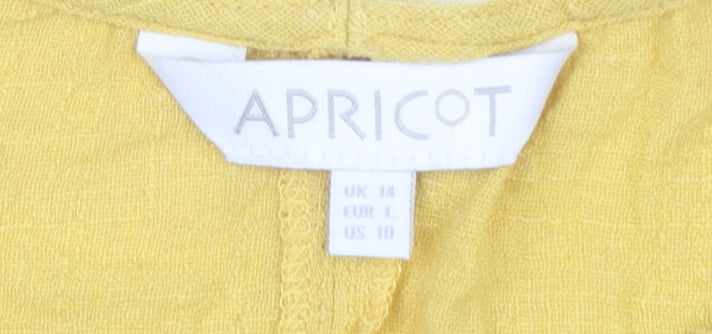 Womens UK Size 14 Apricot Yellow Basic T-Shirt