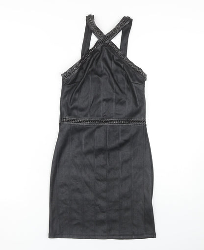 Topshop Women Black Size 6 Sleeveless Dress