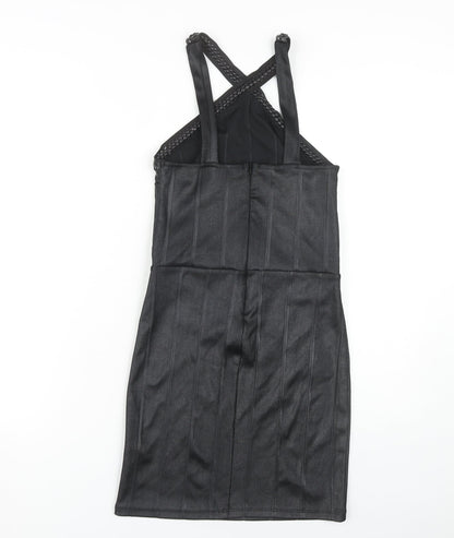 Topshop Women Black Size 6 Sleeveless Dress