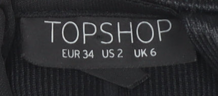 Topshop Women Black Size 6 Sleeveless Dress