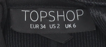 Topshop Women Black Size 6 Sleeveless Dress