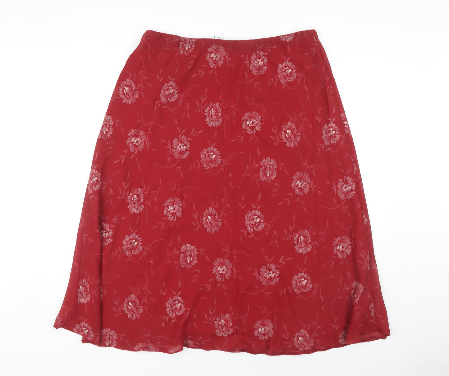 Bonmarché Women's Red A-Line Floral Skirt Size 22