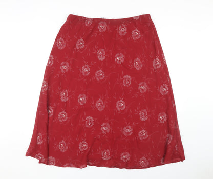 Bonmarché Women's Red A-Line Floral Skirt Size 22