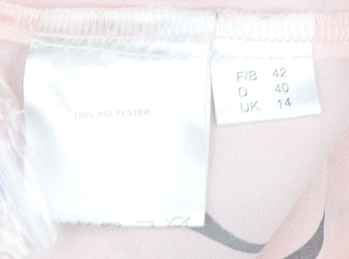 Womens UK Size 14 Afibel Pink Basic Blouse