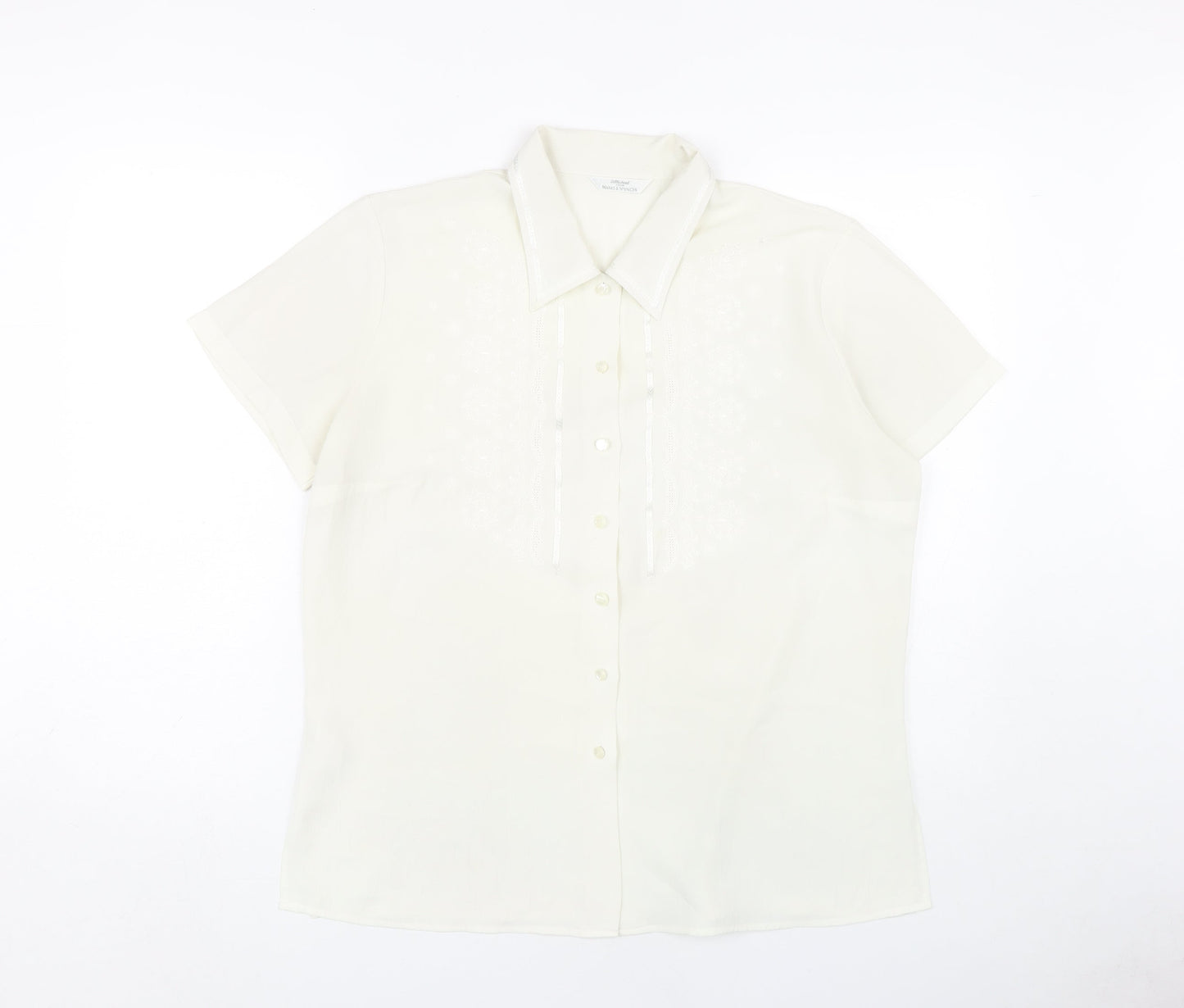 Womens UK Size 16 Marks and Spencer Ivory Basic Button-Up