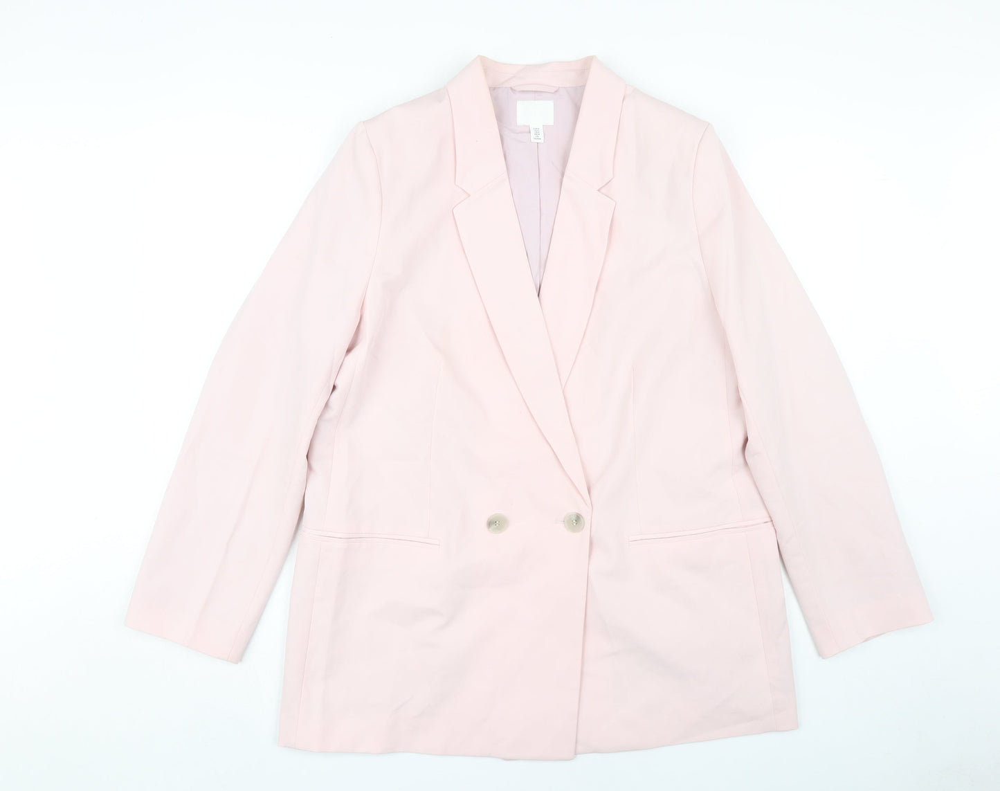 H&M Women's Pink Blazer - M, Long Sleeve, Lined