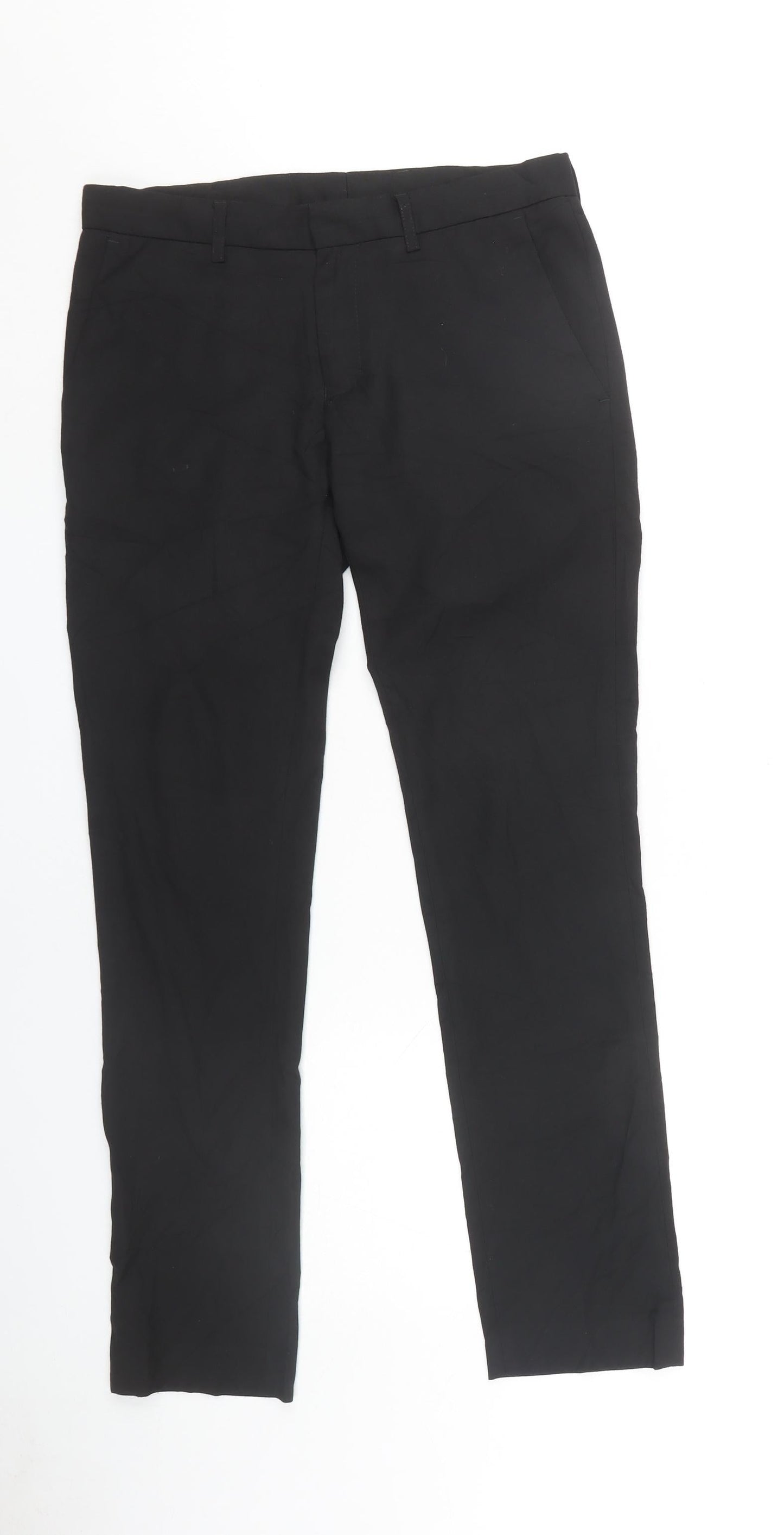 Topman Men's Black Straight Trousers, 30 Waist