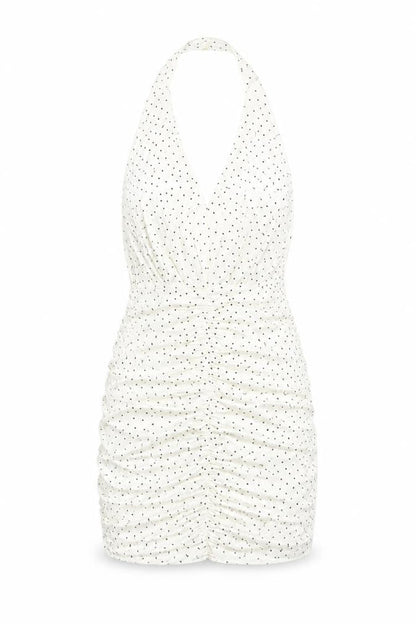 Zara Women's White Polka Dot Bodycon Dress L