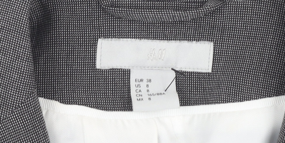 H&M Women's Grey Blazer, Size 10, Check, Workwear Standard