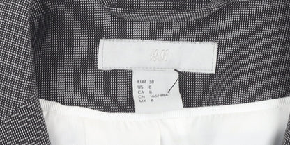 H&M Women's Grey Blazer, Size 10, Check, Workwear Standard