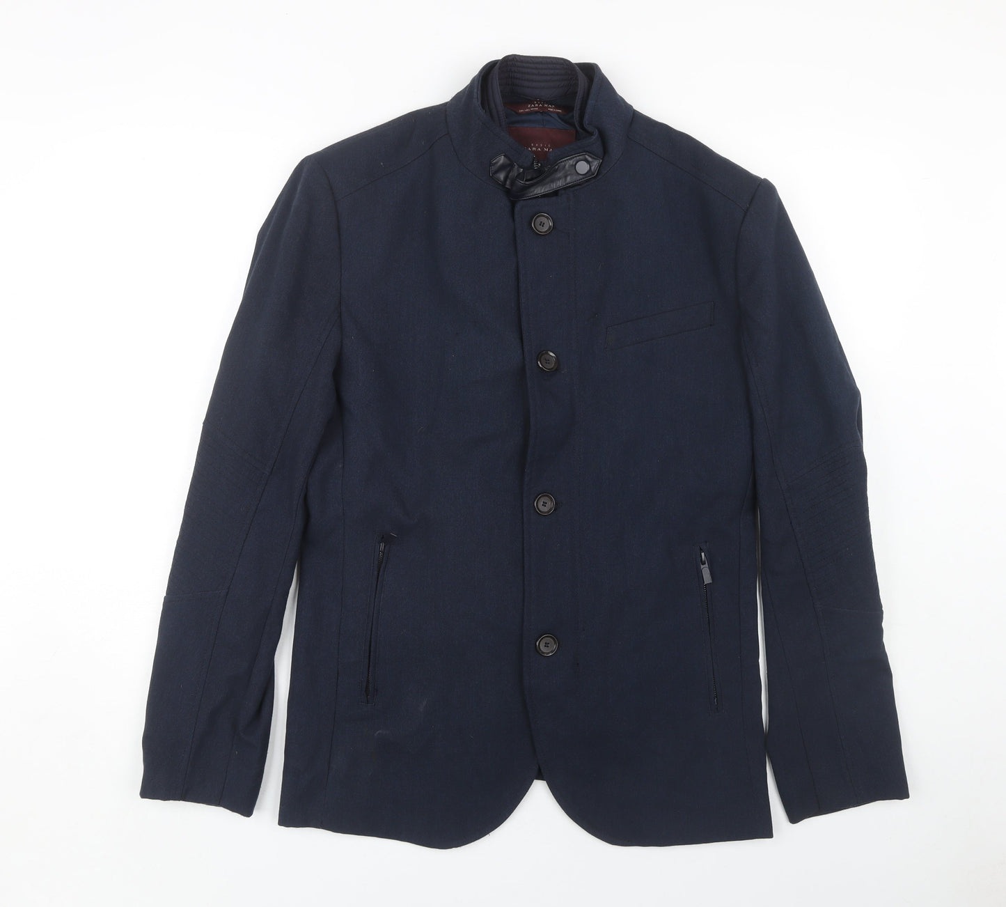 Zara Men Blue L Basic Jacket Cotton Autumn