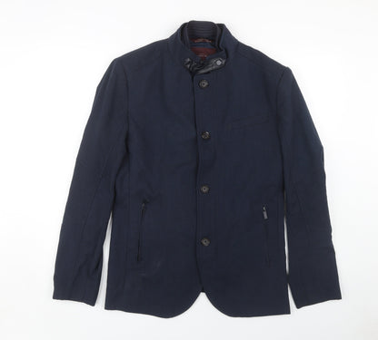 Zara Men Blue L Basic Jacket Cotton Autumn