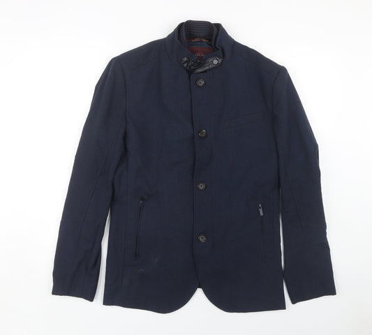 Zara Men Blue L Basic Jacket Cotton Autumn