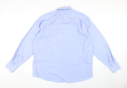 BHS Men's Blue Dress Shirt 17in Long Sleeve Formal Wear