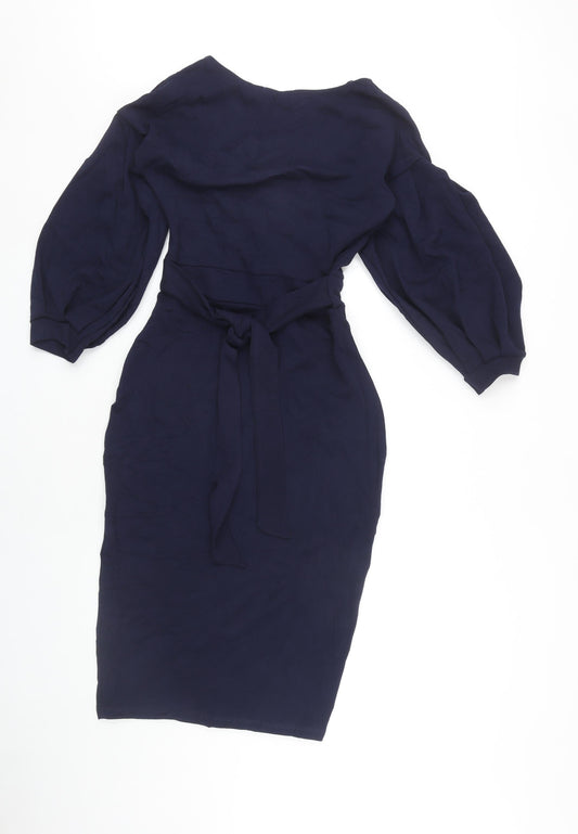 Quiz Women's Navy Dress Size 10 with 3/4 Sleeve