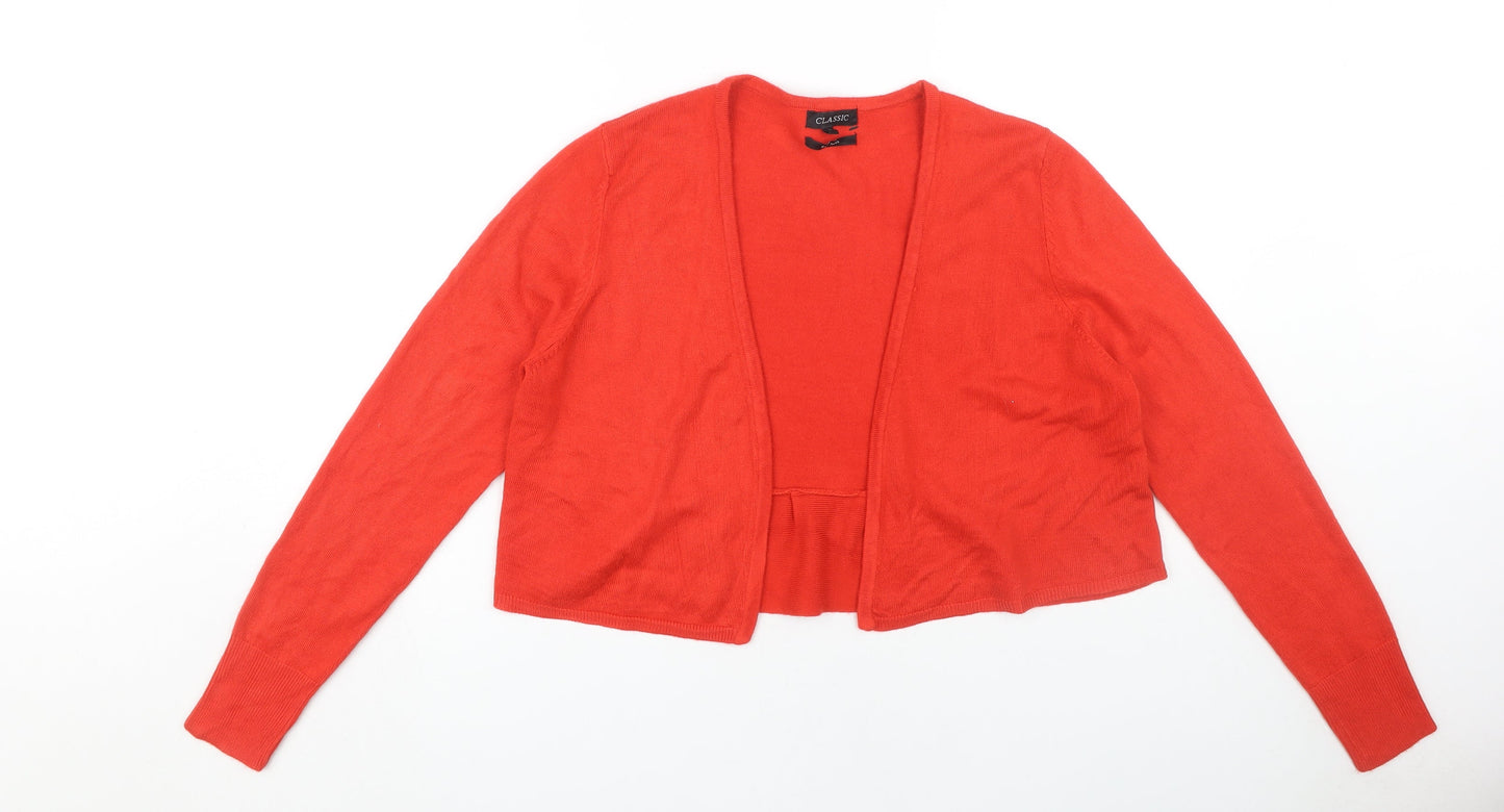 Classic Women's Red Cardigan Size L, Round Neck