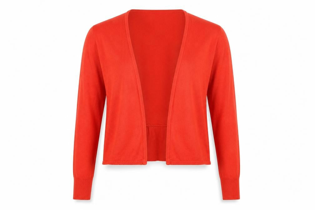Classics Women's Red Cardigan Size L, Round Neck
