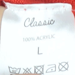 Classic Women's Red Cardigan Size L, Round Neck