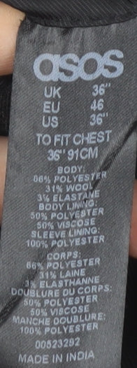 ASOS Men's Grey Single-Breasted Blazer - 36