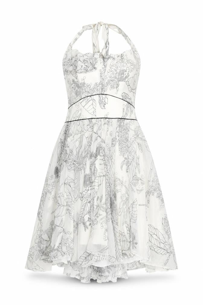 River Island Women's White Floral Halter Dress Size 10