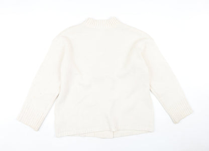 NA-KD Women's Ivory Open Front Cardigan S/M - Knit Button Accent