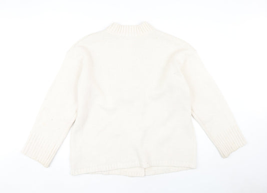 NA-KD Women's Ivory Open Front Cardigan S/M - Knit Button Accent