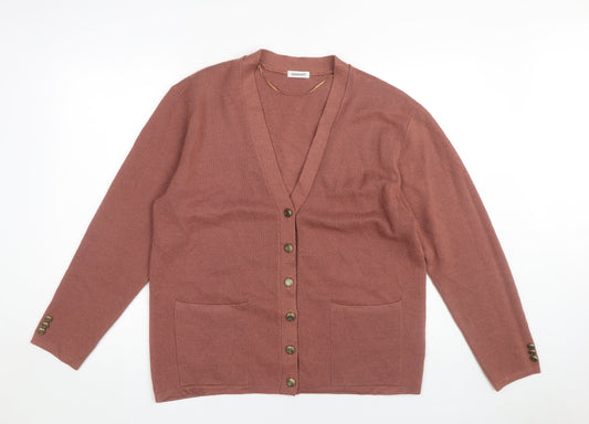 Damart Women's Brown Cardigan, L, V-Neck, Button Accent